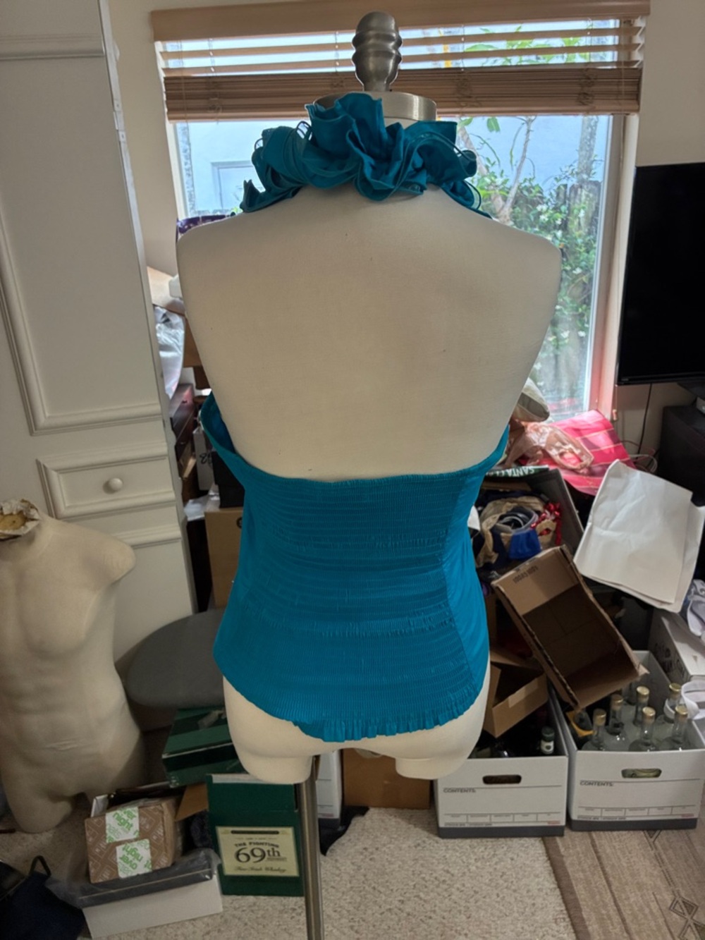 Marineblu Teal Ruffled Halter Camisole - Picture 2 of 3